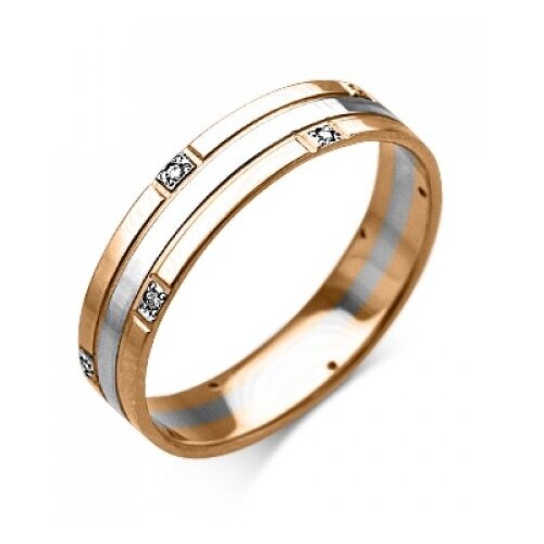 PLATINA jewelry Обручальное кольцо из комбинированного золота с бриллиантом 01-1229-00-101-1111-30, размер 16,5