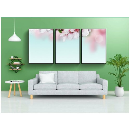 фото Набор модулных постеров для интерьера "изображение на заднем плане, цветок миндаля, расцветает" 60x90 см. в тубусе, без рамки lotsprints