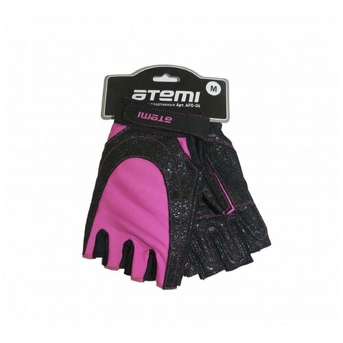Перчатки спортивные Atemi для фитнеса, черно-розовые (размер S)
