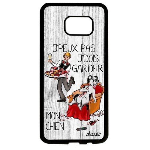 фото Модный чехол на смартфон // samsung galaxy s7 edge // "не могу - у меня собака!" повод принт, utaupia, светло-серый