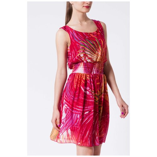 Легкое шелковистое платье с поясом-резинка CONVER (7095, красный, размер: 46)