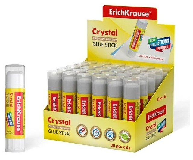 Клeй-карандаш ErichKrause Crystal PVP, 8 г./В упаковке шт: 1