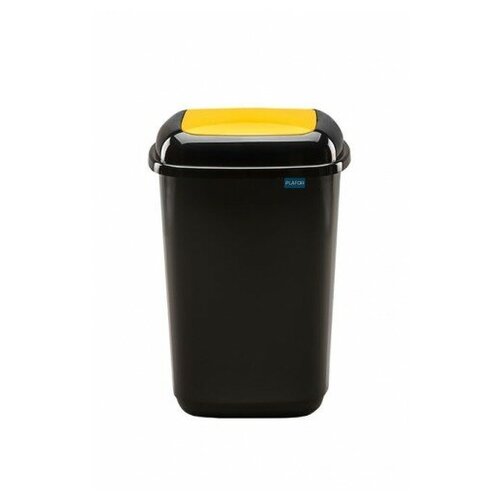 Контейнер для мусора черный с желтой плавающей крышкой, 45 л PLAFOR Quatro bin