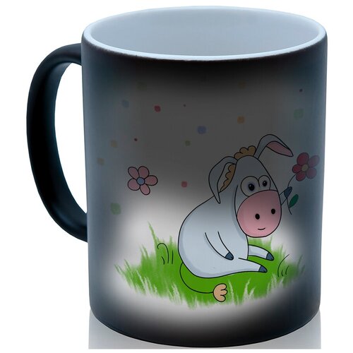 фото Кружка хамелеон ослик и цветочки, недорогой сувенир drabs