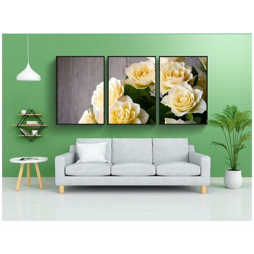 фото Набор модулных постеров для интерьера "розы, букет из роз, страус" 60x90 см. в тубусе, без рамки lotsprints