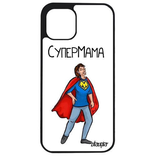 фото Противоударный чехол на смартфон // apple iphone 12 // "супермама" герой мамуля, utaupia, белый