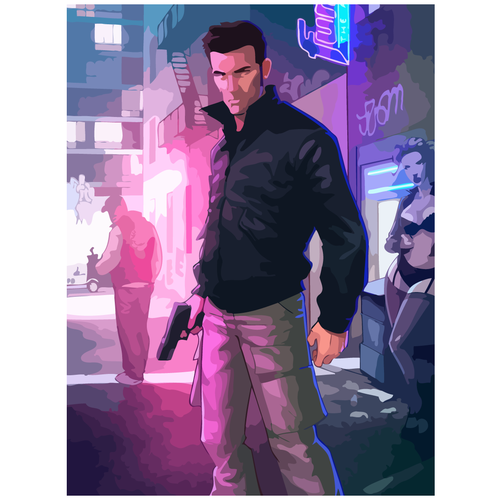 Картина по номерам на холсте игра Grand Theft Auto 5375 30x40
