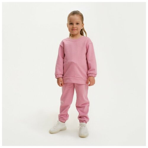 фото Комплект одежды kaftan, свитшот и брюки, повседневный стиль, размер 110-116, розовый
