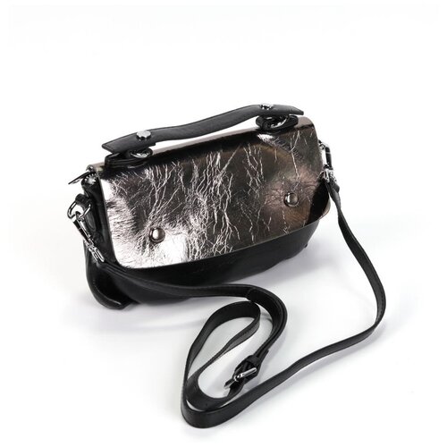 фото Женская кожаная сумка 8853 блек/сильвер decoratta