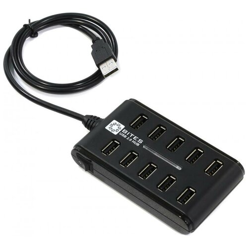 USB-Хаб концентратор 5bites HB210-205PBK 10 портов, USB2.0, блок питания 5В-2А