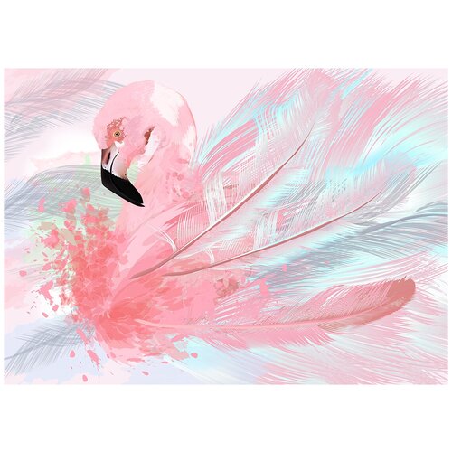Розовый фламинго - Виниловые фотообои, (211х150 см)