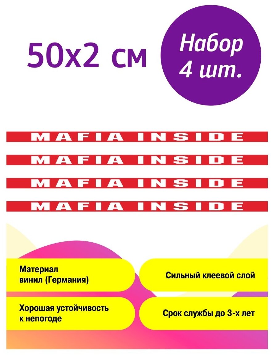 Наклейка под номер "Mafia Inside" (2 ) под номер на рамку номерного знака на авто на машину
