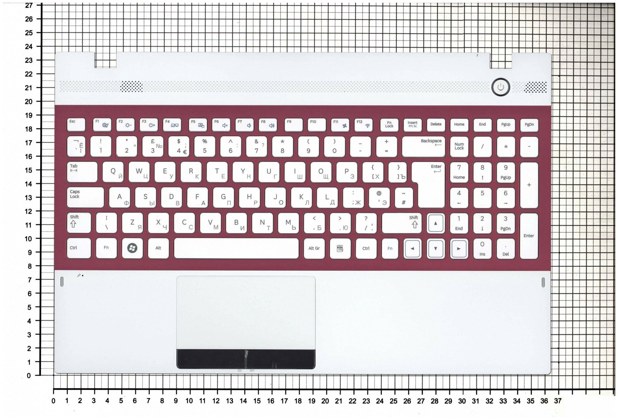 Клавиатура для ноутбука Samsumg 305V5A белая с белым топ-кейсом