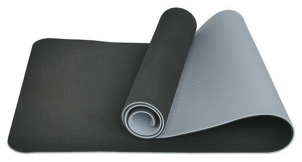 Коврик для йоги E33590 ТПЕ 183х61х0,6 см черно/серый