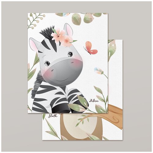 Интерьерные постеры Funny animals (Милые животные), декор для детской, картина, 40*50 см (2 шт) (Moda interio, арт. 42-074)