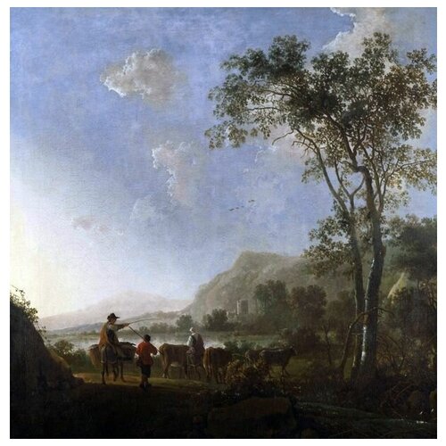 Репродукция на холсте Пейзаж с пастухами №2 Кейп Альберт 60см. x 61см.