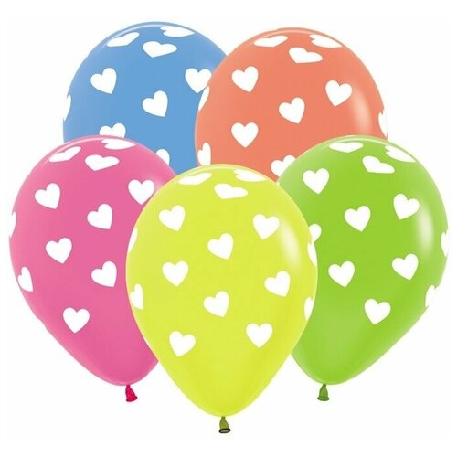 фото Набор воздушных шаров "сердечки" неоновые 15шт./30 см. lucymi