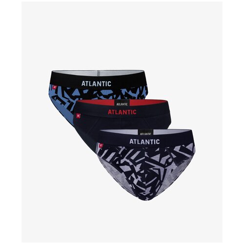 фото Мужские трусы слипы atlantic атлантик 3mp-104 m светло-голубые + темно-синие + серый меланж - 3 шт.