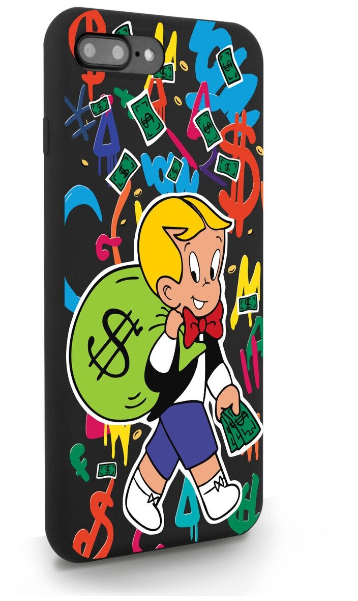 Черный силиконовый чехол MustHaveCase для iPhone 7/8 Plus Monopoly Richie Rich/Монополи Богатенький Риччи для Айфон 7/8 Плюс Противоударный