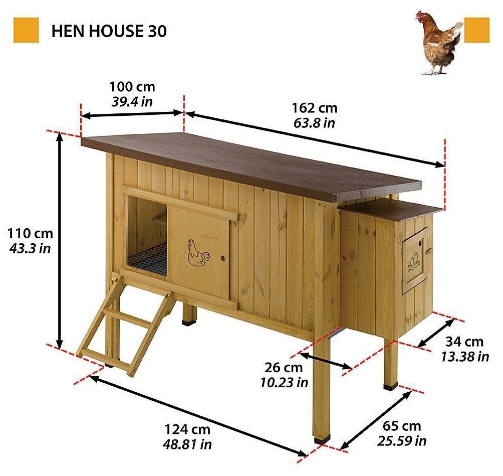 FERPLAST Деревянный домик для кур Hen House 30 162х100х110 см. (57096000) - фотография № 2