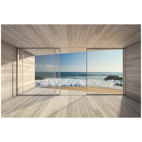 Фотообои Уютная стена Окно с видом на дивное море 410х270 см Бесшовные Премиум (единым полотном)