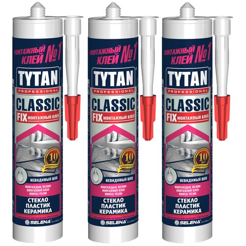 монтажный клей жидкие гвозди tytan classic fix professional 310 мл прозрачный Жидкие гвозди, Монтажный клей Tytan Professional Classic - 3 шт.