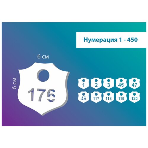 фото Номерки гардеробные от 1 до 450 / форма щит / ушко 15 мм / молочный акрил 3 мм нет бренда
