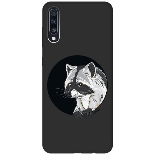 фото Ультратонкий защитный чехол-накладка soft touch для samsung galaxy a70 / a70s с 3d принтом "raccon in a hollow" черный gosso