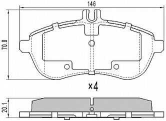 Дисковые тормозные колодки передние UBS BP1109015 для Mercedes-Benz O 350, Mercedes-Benz SLK-class (4 шт.)