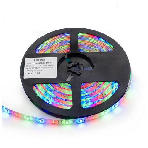 Светодиодная лента SMD 3528-60LED-RGB-IP65 12 вольт 5м. - Цвет свечения: RGB