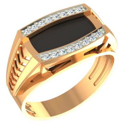 фото Кольцо из золота с ониксом и фианитами яхонт ювелирный арт. 161873