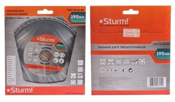 Диск пильный STURM! 9020-190-30-48T 190x30x48 зубьев твердосплавные напайки