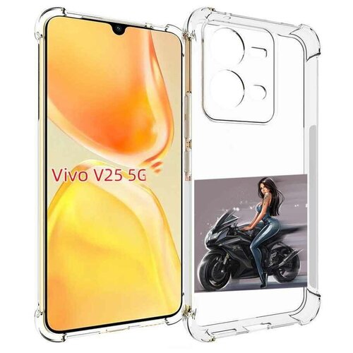 Чехол MyPads девушка-на-мотоцикле для Vivo V25 5G / V25e задняя-панель-накладка-бампер