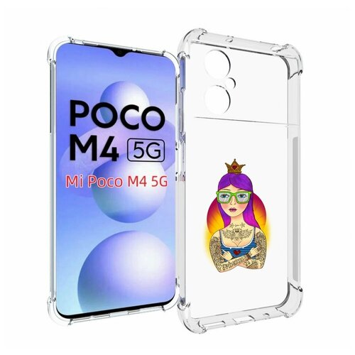 Чехол MyPads девушка в татуировках с короной для Xiaomi Poco M4 5G задняя-панель-накладка-бампер