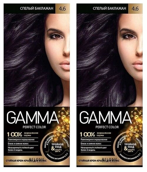 GAMMA Perfect color краска для волос, 2 шт, 4.6 спелый баклажан, 60 мл