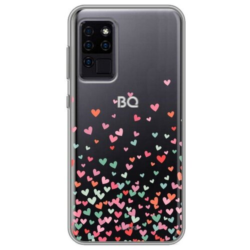 Полупрозрачный дизайнерский силиконовый чехол для BQ 6430L Aurora Прозрачные сердечки смартфон bq mobile bq 6430l aurora black