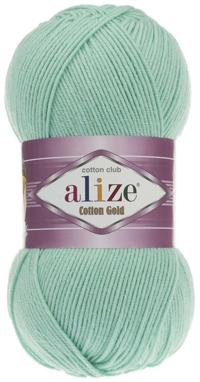 Пряжа Alize Cotton Gold (Ализе Коттон Голд) - 1 моток 15 водяная зелень 55% хлопок, 45% акрил 330м/100г