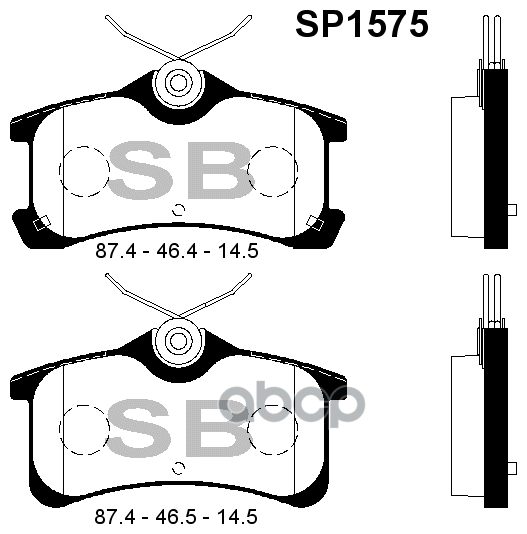 Тормозные колодки задние SP1575 для TOYOTA AVENSIS 1.6-2.0 1997-03 / COROLLA 1.4-1.9 2000-02