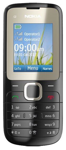 Телефон Nokia C2-00, 2 SIM, черный