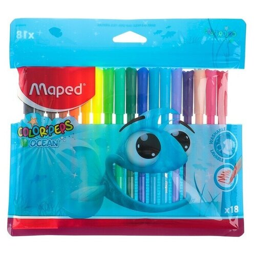 Maped Фломастеры 18 цветов, Maped Color Peps Ocean, смываемые, европодвес