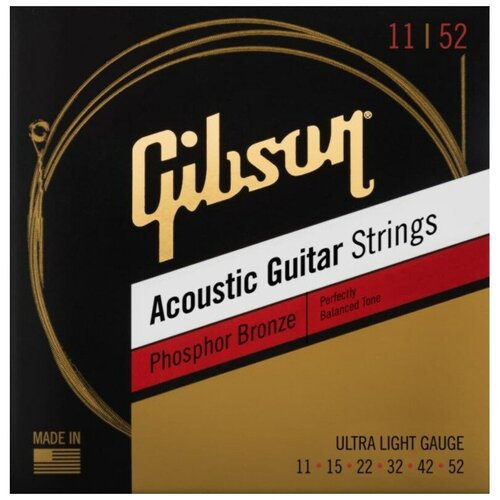 Струны для электрогитары Gibson Phosphor Bronze Acoustic Guitar Strings Ultra-Light