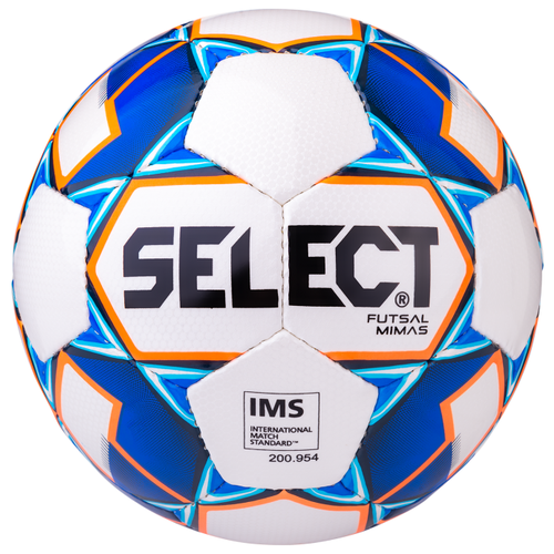 Мяч футзальный Futsal Mimas IMS 852608 №4, белый/синий/оранжевый/черный, Select - 4