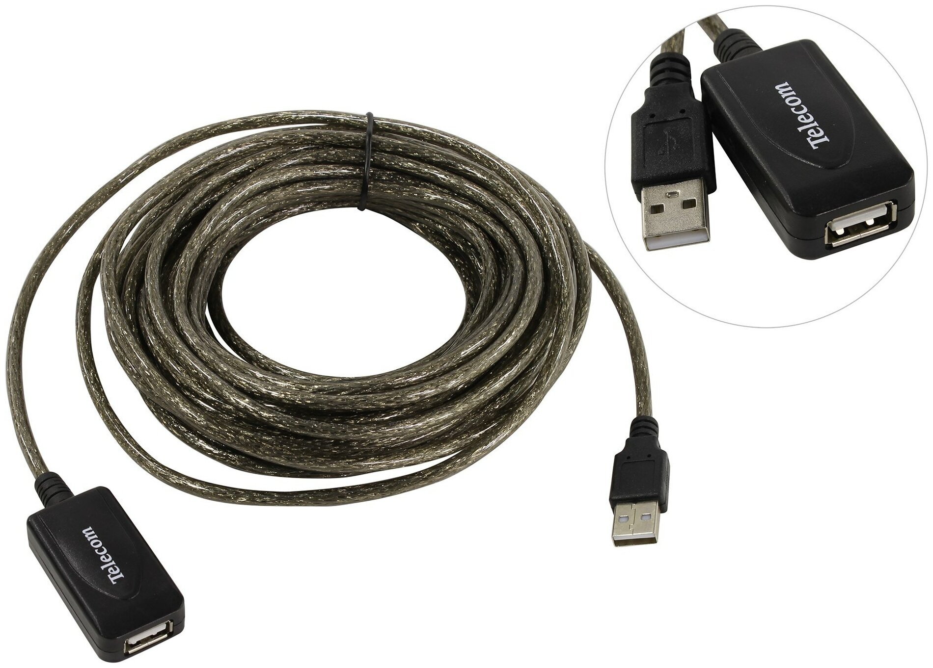 Кабель USB2.0- repeater, удлинительный активный Af> 10м Telecom