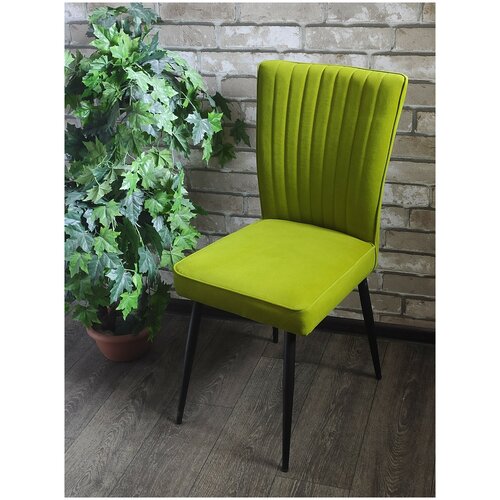 фото Evita/стул мадрид тк.махх 652 зелёная ,ноги чёрные / стул/ стул для кухни/стул для гостиной/стул для детской/велюр/зелёный/ноги металл