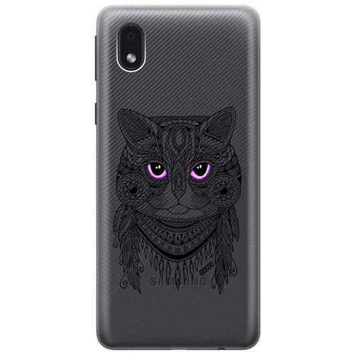фото Ультратонкий силиконовый чехол-накладка clearview 3d для galaxy a01 core с принтом "grand cat" gosso