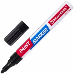 Маркер-краска лаковый EXTRA (paint marker) 4 мм, черный, усиленная нитро-основа, BRAUBERG, 151979, 2 штуки