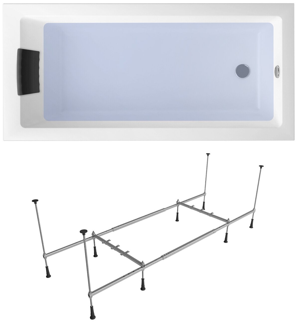 Комплект 3 в 1 Lavinia Boho Element S1-3709008P, акриловая ванна 170x80 см, каркас, подголовник
