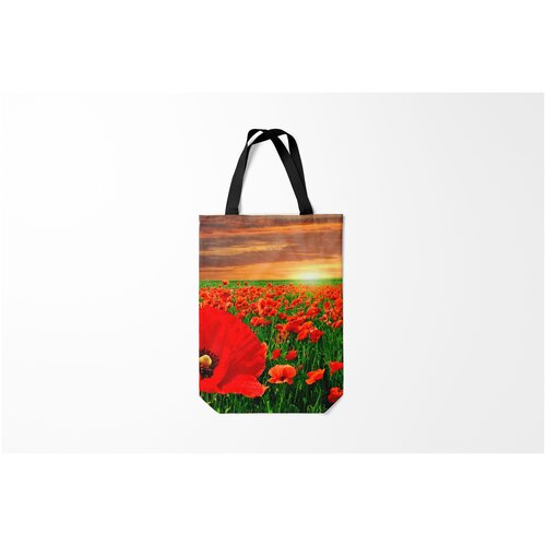 фото Сумка-шоппер / 31х42 см / тренды / цветы красный мак на закате burnettie