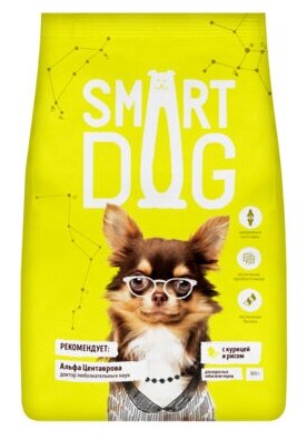 Smart Dog сухой корм Для взрослых собак с курицей и рисом , 0,8 кг