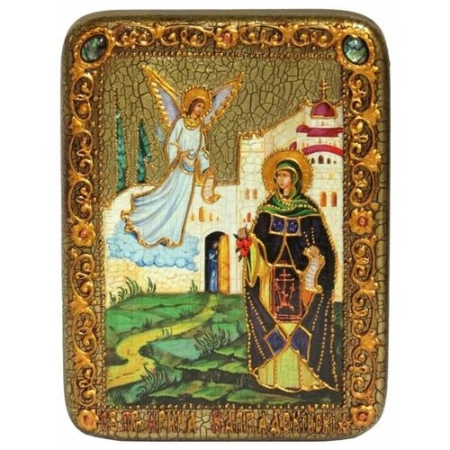 Икона Святая преподобная Ирина Каппадокийская (Хрисоволанта), Литография,15 см